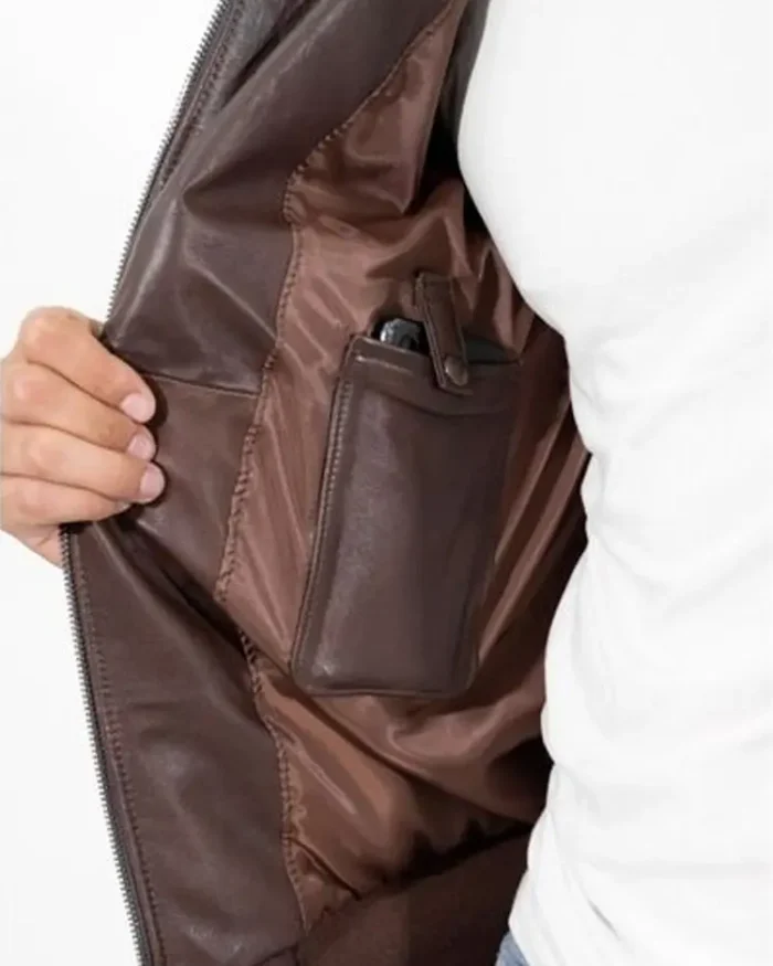 Vera Pelle Brown Leather Jacket Inside Pocket