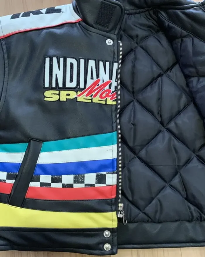 Vintage Indy 500 Motor Speedway Kids Leather Jacket Front