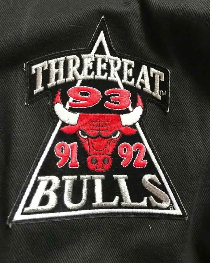 1993 Jeff Hamilton Chicago Bulls 3-Peat Championship Jacket Logo