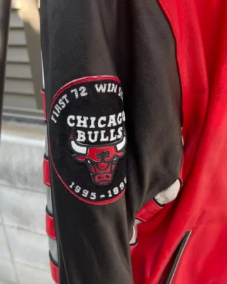 1996 jeff hamilton chicago bulls champions jacket sleeves logo