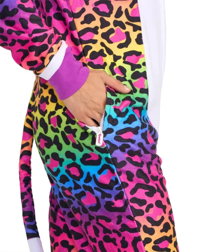 90'S Rainbow Leopard Costume Side Pockets Closeup Look