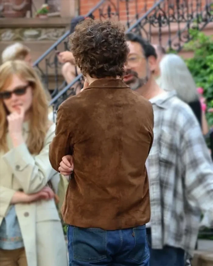 A Complete Unknown Timothée Chalamet Distressed Jacket Back Look