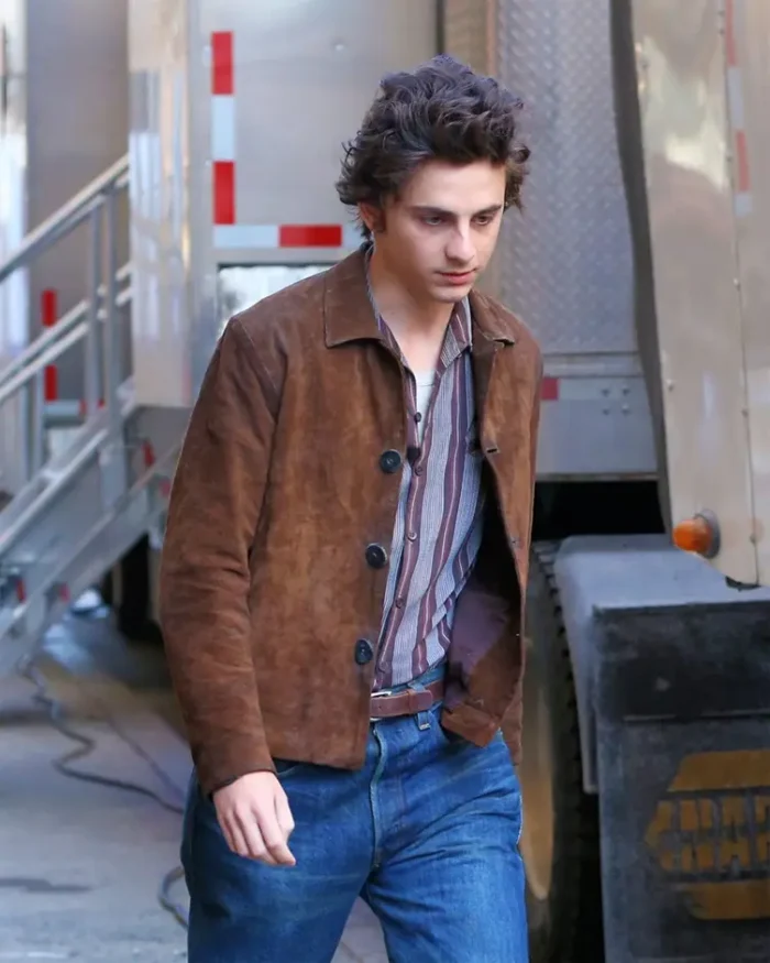 A Complete Unknown Timothée Chalamet Distressed Jacket Front