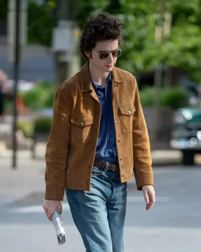 A Complete Unknown Timothee Chalamet Suede Jacket Front Look