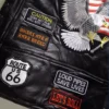 American Eagle Leather Biker Vest Back Right Left Closeup