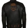Black Skull Embossed Ride Biker Jacket