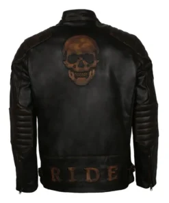 Black Skull Embossed Ride Biker Jacket