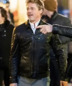 Brad Pitt Wolfs 2024 Movie Black Leather Jacket For Men And Women