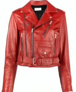 E! News Daryn Carp Red Leather Moto Jacket For Men And Women