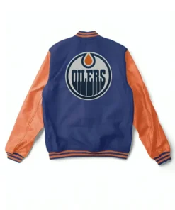 Edmonton Oilers Blue And Orange Varsity Jacket For Men And Women On Sale