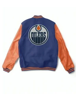 Edmonton Oilers Blue And Orange Varsity Jacket For Men And Women On Sale