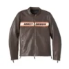 Harley Davidson Victory Lane 2 Leather Jacket Brown Front Look