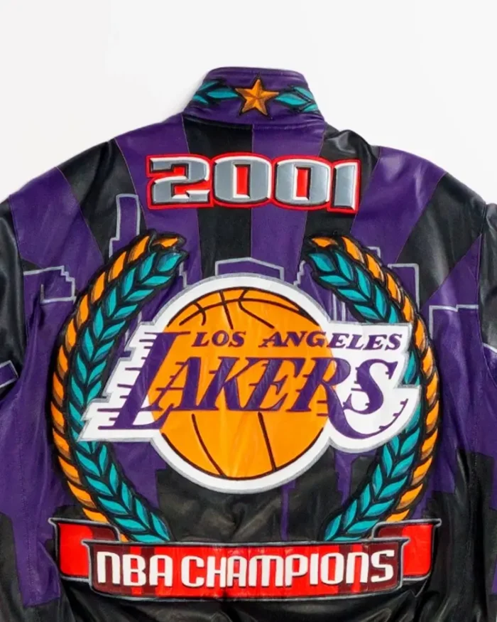 Los Angeles Lakers Back 2 Back 2001 Champions Jacket Back Closeup