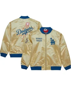 MLB Los Angeles dodgers Gold Satin Varsity Jacket