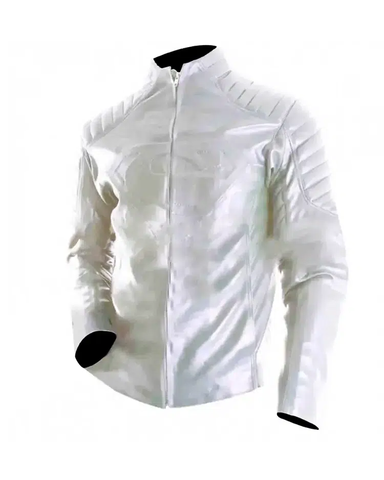 Man Of Steel Superman White Leather Jacket