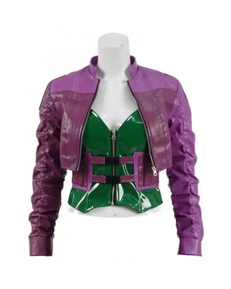 Shop Harley Quinn Injustice 2 Purple Leather Jacket For Men And Women On Sale