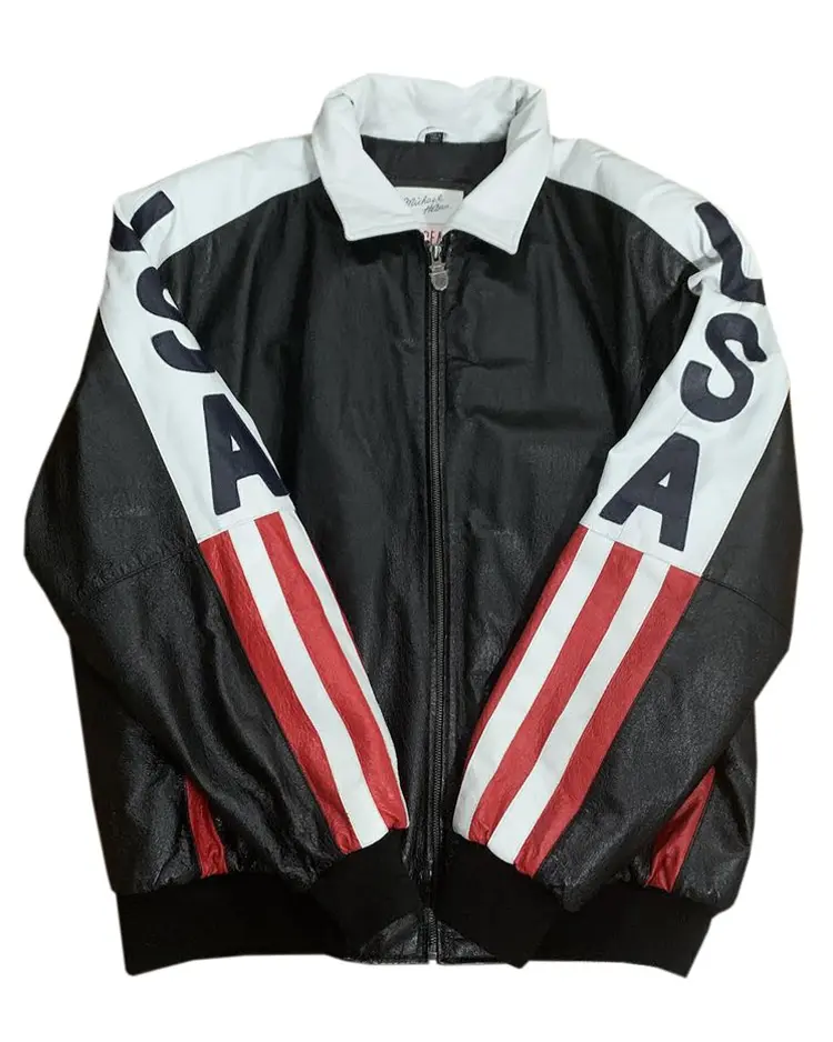 Michael Hoban American Flag USA Leather Jacket