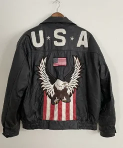 Vintage 90S Marco Bassi Usa Leather Bomber Jacket