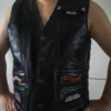 American Flag Eagle Leather Vest Front Look