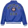Avirex American Flight Basket Ball Bomber Leather Jackets Blue Back