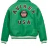 Avirex American Flight Basket Ball Bomber Leather Jackets Green Back