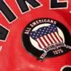 Avirex American Flight Basket Ball Bomber Leather Jackets Red Logo