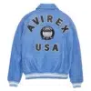Avirex American Flight Basket Ball Bomber Leather Jackets Sky Blue Back