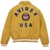 Avirex American Flight Basket Ball Bomber Leather Jackets Yellow Back