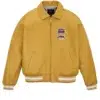 Avirex American Flight Basket Ball Bomber Leather Jackets Yellow Front