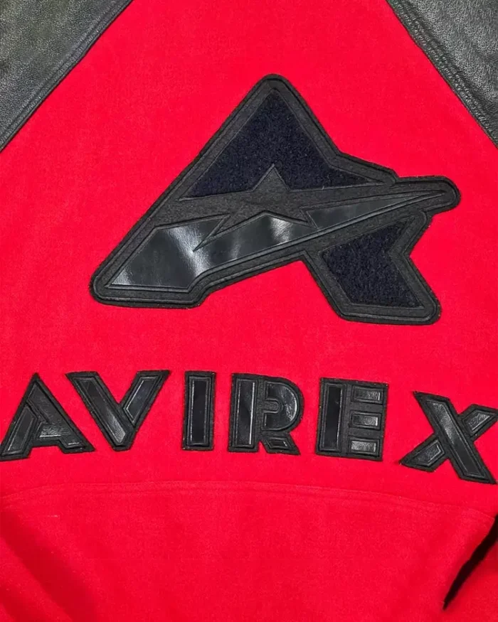 Avirex Vintage 90S Varsity Leather Bomber Jacket Logo Closure