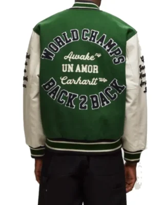 awake ny x carhartt wip teddy jacket green back