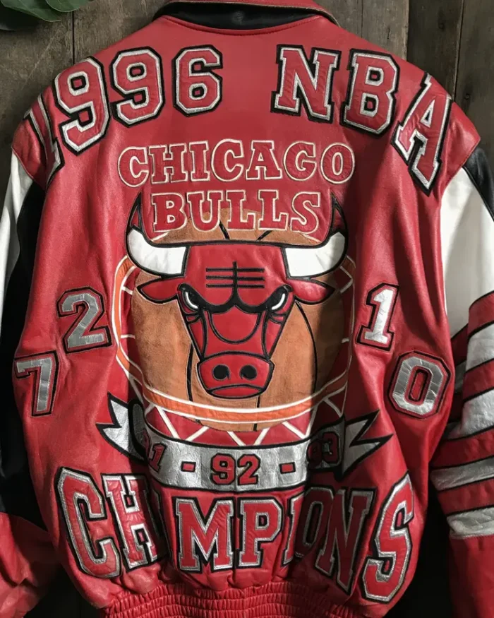 Jeff Hamilton Chicago Bulls Champion Memorial Leather Jacket Back