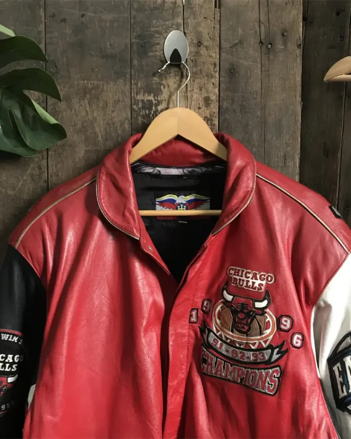 Jeff Hamilton Chicago Bulls Champion Memorial Leather Jacket Front