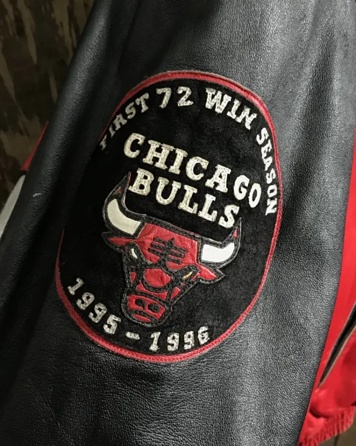 Jeff Hamilton Chicago Bulls Champion Memorial Leather Jacket Sleeves Logo