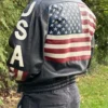 Marco Bassi Usa Leather Bomber Jacket Back View