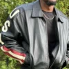 Marco Bassi Usa Leather Bomber Jacket Front View