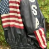 Marco Bassi Usa Leather Bomber Jacket Side View