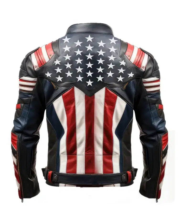 mens american flag 4th of july biker jacket ai back