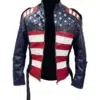 Mens American Flag 4Th Of July Biker Jacket Fronr Open