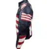 Mens American Flag 4Th Of July Biker Jacket Side View