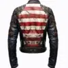 Mens Distressed 4Th Of July Flag Genuine Leather Jackets Ai Back