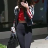Selena Gomez Usa Flag Jacket Wearing Front