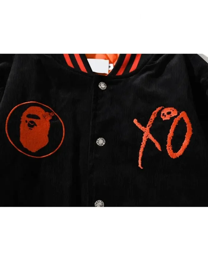 The Weeknd Bape X Xo Varsity Jacket Front Logo Closure