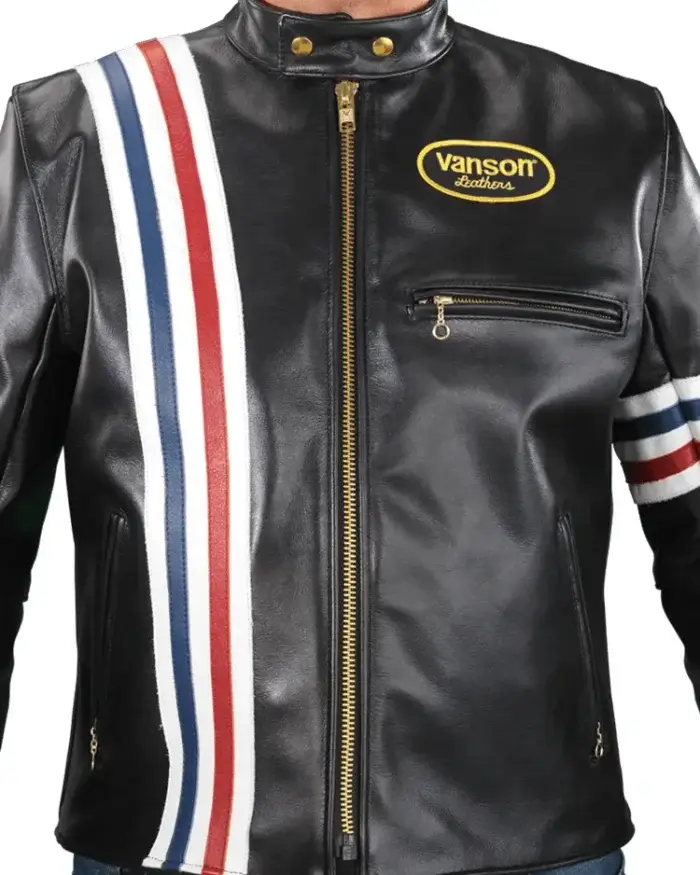 Vanson America Biker Leather Jacket - Front Look