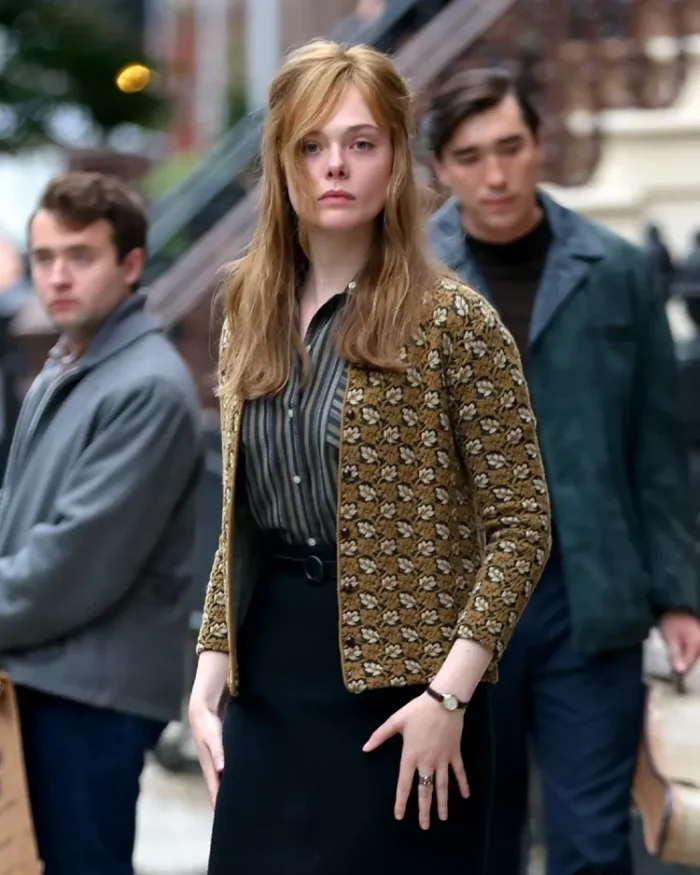 A Complete Unknown Elle Fanning Printed Cardigan Top