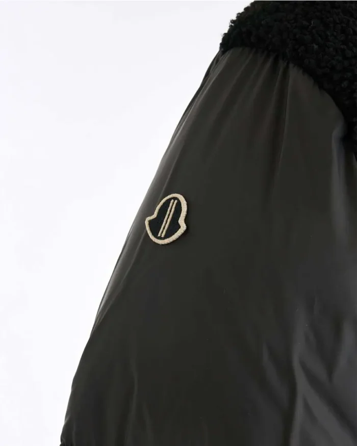 Asap Rocky Moncler X Rick Owens Down Jacket Black Side Logo Closeup