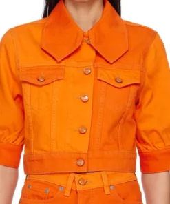 All American Homecoming S03 Simone Hicks Orange Denim Jacket For Women On Sale