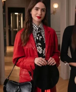 Emily Cooper Emily in Paris S04 Red Leather Coat