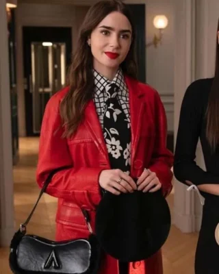 Emily Cooper Emily in Paris S04 Red Leather Coat