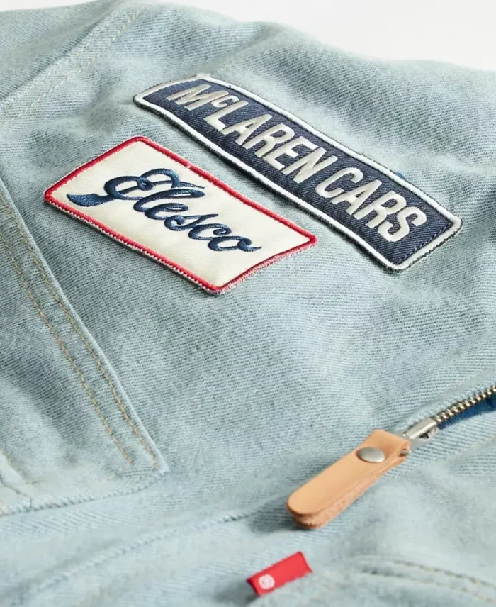 Levi’s X Mclaren Racing Jacket Front Left Patches Closeup - Tlj